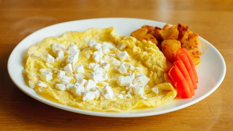 Spinach and Feta Cheese Omelet.