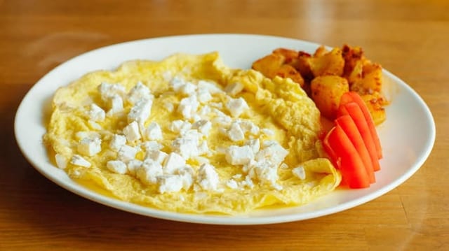 Spinach and Feta Cheese Omelet.