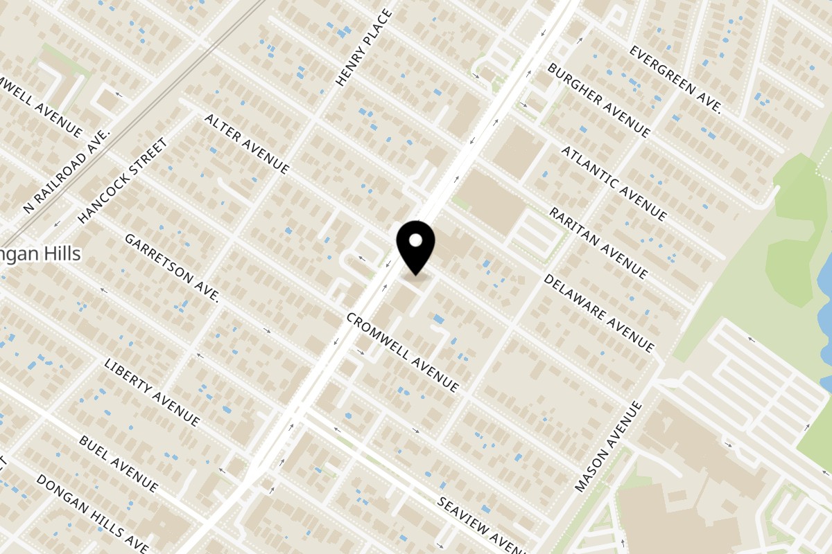 Map showing the location of Opera Cafe Lounge Staten Island on 1650 Hylan Blvd in Staten Island